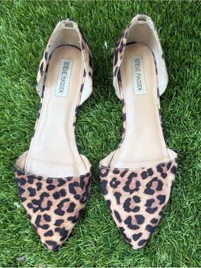 Steve Madden Leopard Print Pointed D'Orsay Flats - Tan & Black